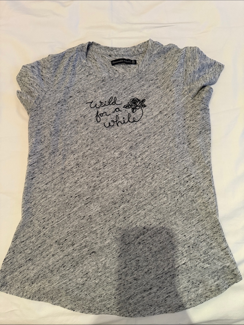 Abercrombie & Fitch Heather Gray Short Sleeve Tee with Script Detail